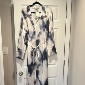 NWT H&M White and Blue Tie-Dye Maxi Dress